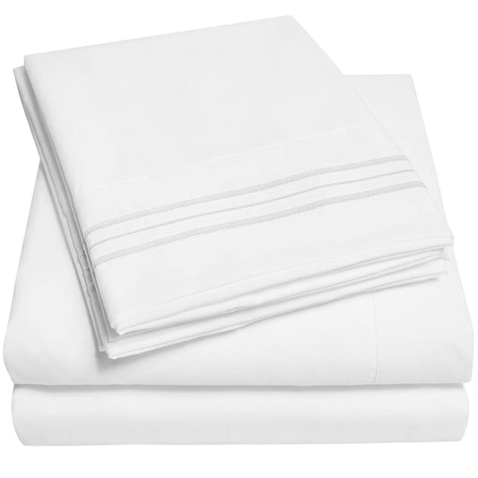 Supreme RV Short Queen Sheets Set, White  Short Queen Bed Sheets for RV Camper Mattress, 1500 Supreme Soft Sheets, RV Queen Size, White