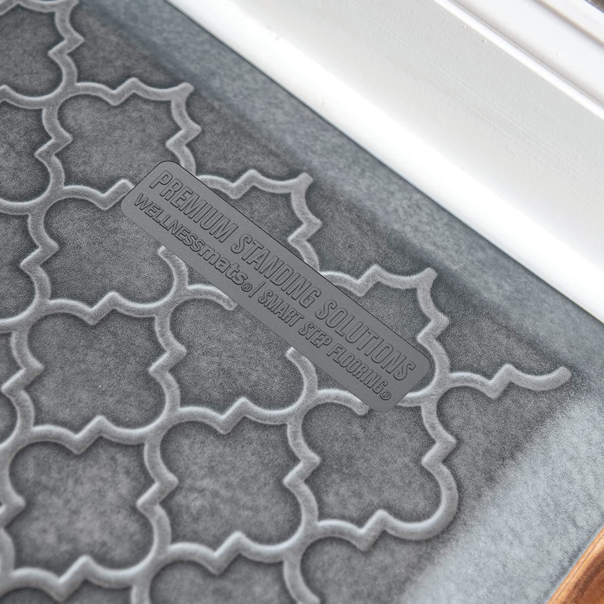 WellnessMats Trellis Anti-Fatigue Floor Slate, 72 in. x 24 in. x in. Polyurethane Ergonomic Support Pad for Home, Kitchen, Garage, Office Standing Desk Water Resistant, Non-