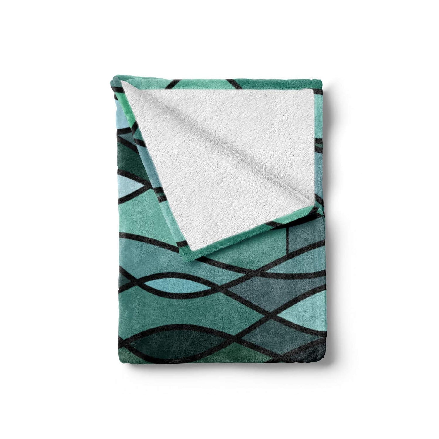 Teal Soft Flannel Fleece Throw Blanket, Abstract Mosaic Waves Ocean Inspired Expressionist Pattern Marine Design Image, Cozy Plush for Indoor and Outdoor Use, 50" x 70", Green Aqua