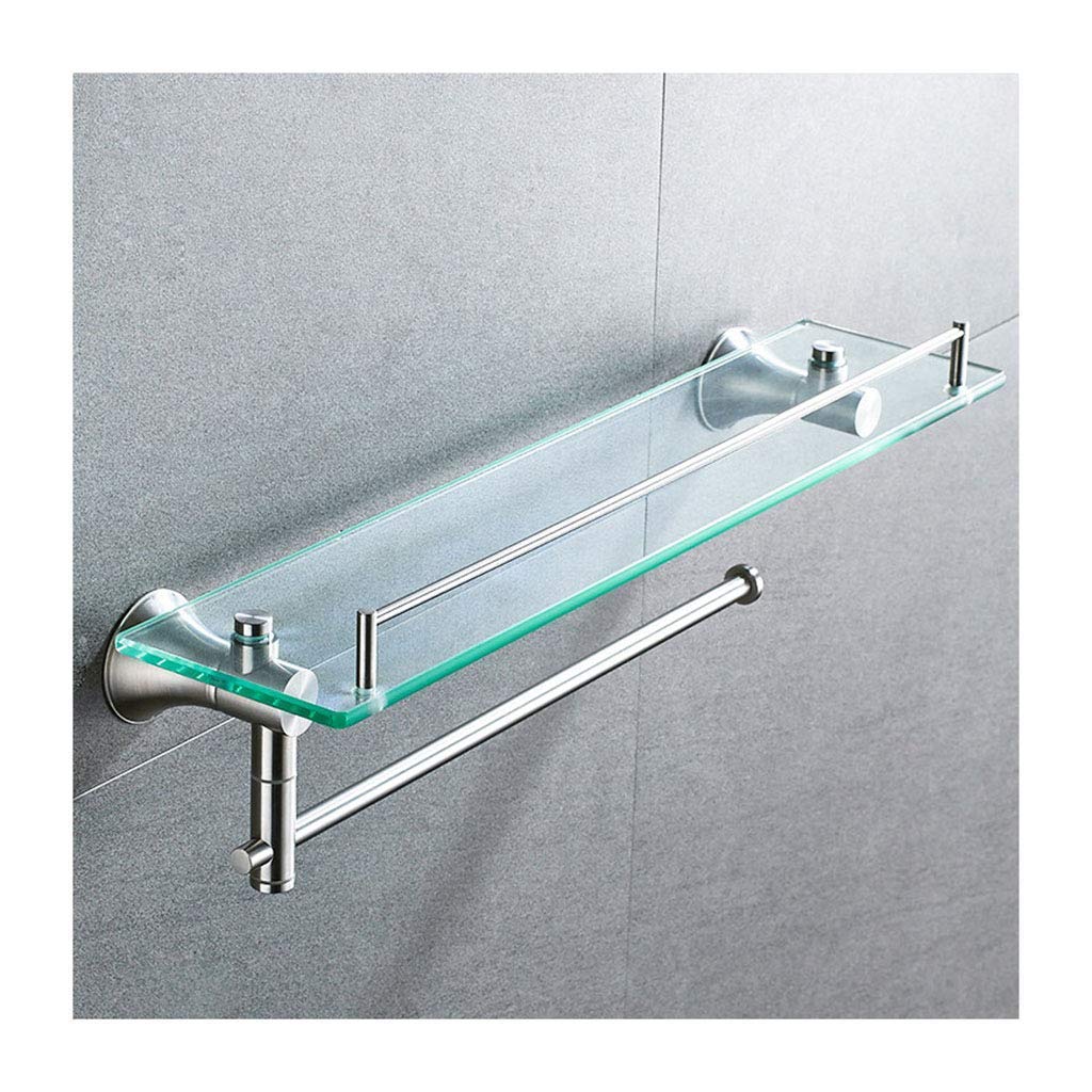 Bathroom Shelf Kitchen Shelf lixin 304 Stainless Steel Rack Bathroom Tempered Gl 2 Layers Color Silver, Size 61 22cm) Color Silver, Size 61 22cm)