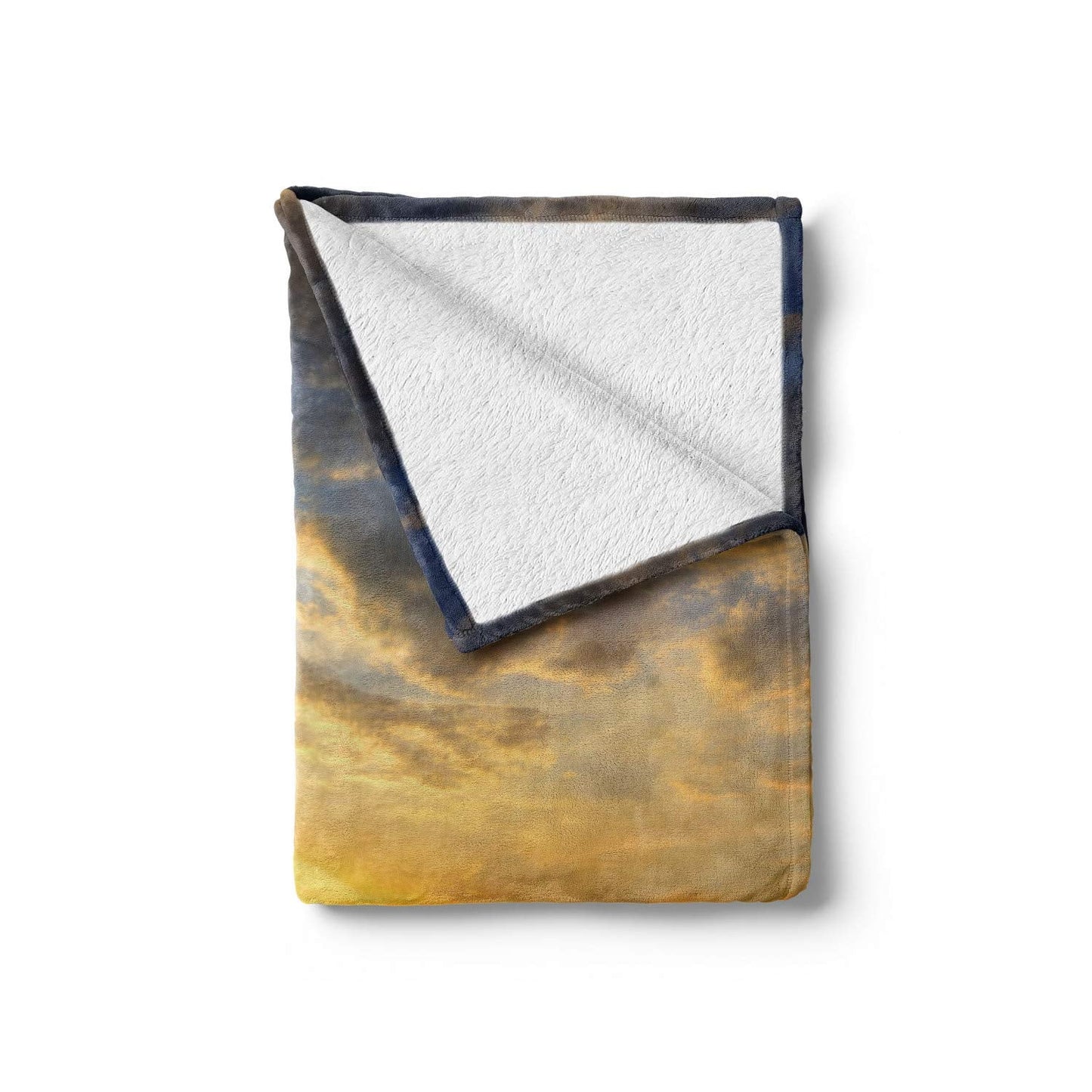 Flower Throw Blanket, Poppy Field Sunset Sky Evening View Golden Yellow Sun Rays Dark Clouds Graphic Art, Flannel Fleece Accent Piece Soft Couch Cover for Adults, 50" x 60", Vermilion
