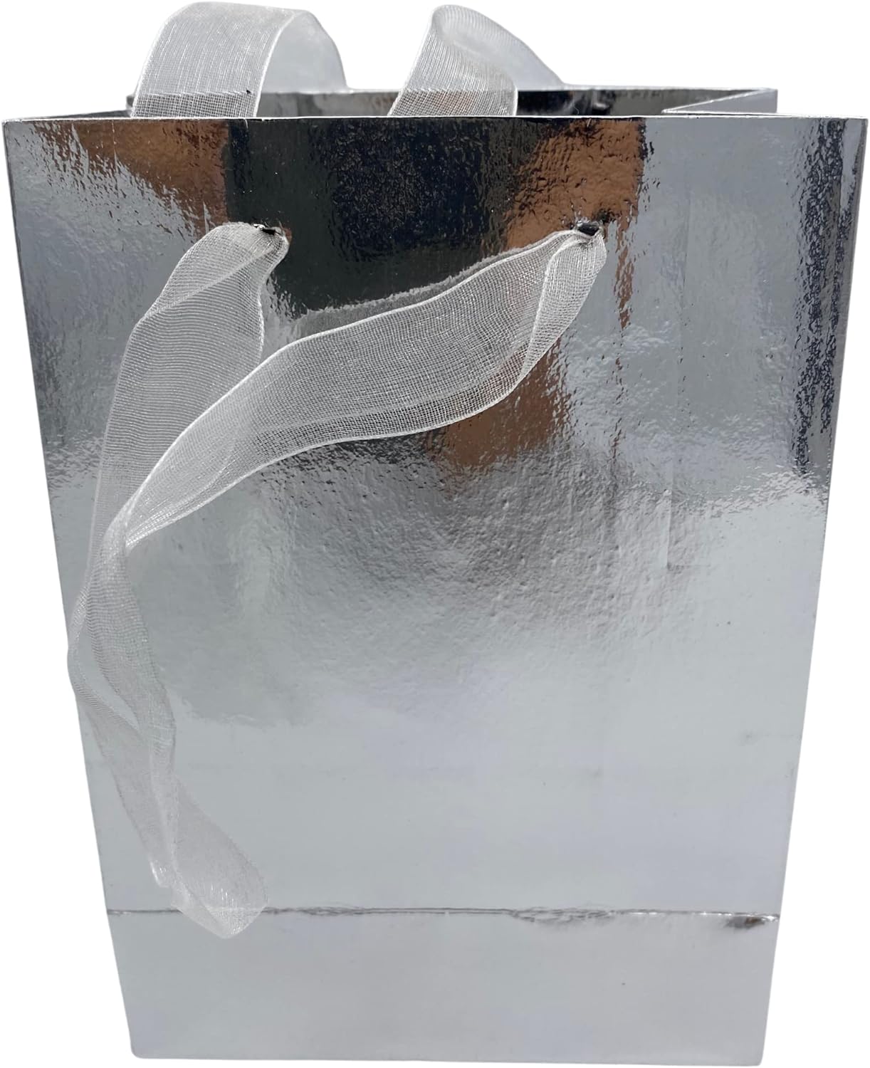 MODAIO-Gift Bags Small Size – Reusable Gift Bags With Handles From Three Different Stunning Colors - Perfect As Goodie Bags, Birthday Gift Bags, Party Favor Bags– 4"W x 3"D x 6"H Size-1/count (Silver)