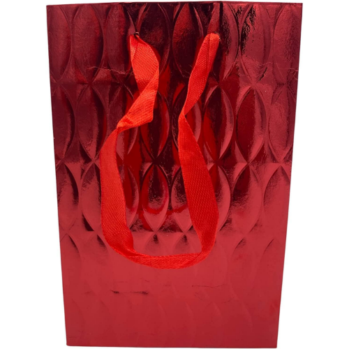 MODAIO-Small Size Gift Bags – Reusable Gift Bags With Handles Stunning Colors - Perfect As Goodie Bags, Birthday Gift Bags, Party Favor Bags– 4"W x 3"D x 6"H Size-1/count (Red)