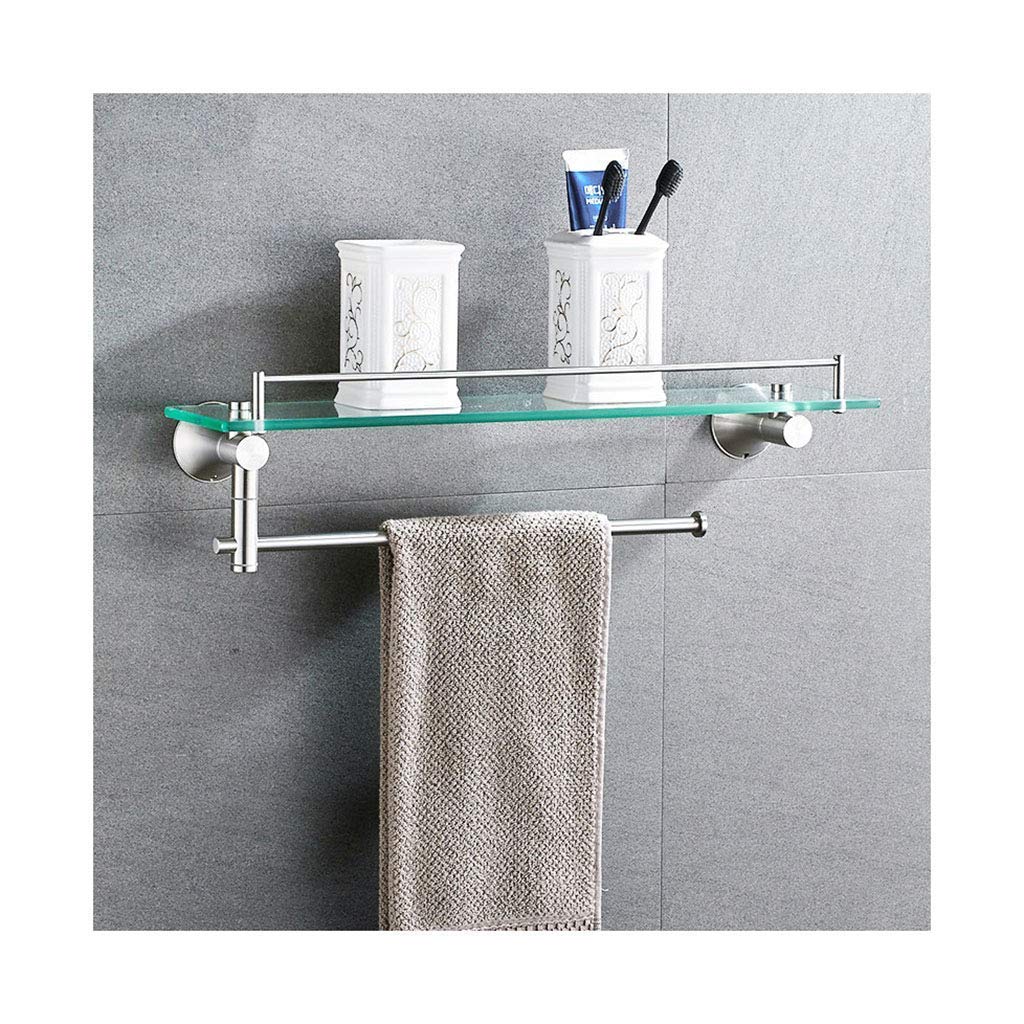 Bathroom Shelf Kitchen Shelf lixin 304 Stainless Steel Rack Bathroom Tempered Gl 2 Layers Color Silver, Size 61 22cm) Color Silver, Size 61 22cm)