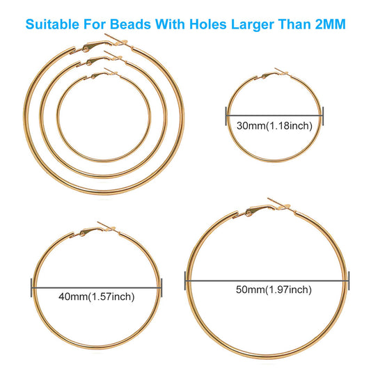 60Pcs Hypoallergenic Stainless Steel Hoop Earrings for Jewelry Making