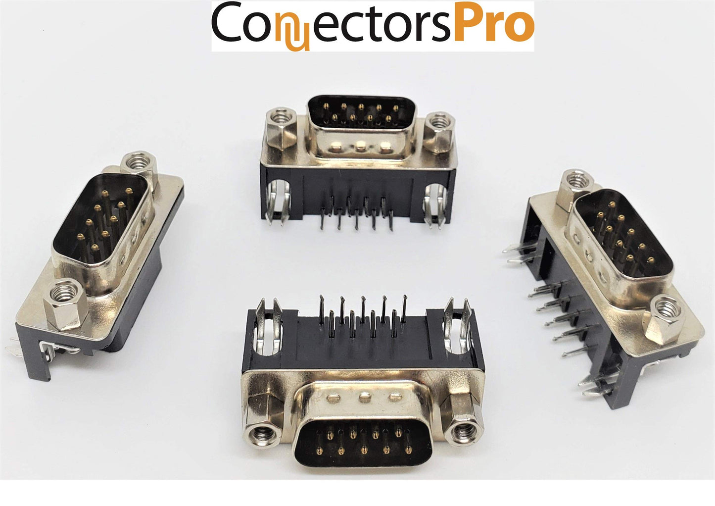 '- DB9 Male 9-Pin Right Angle PCB Mount Connector, 90 Degree D-Sub Solder Type, 5-Pack