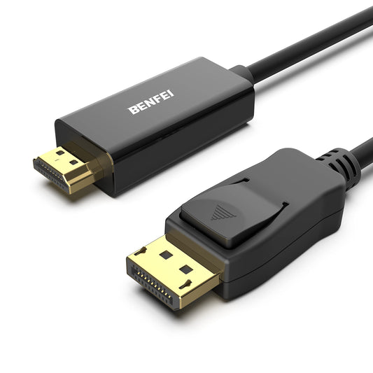 DisplayPort to HDMI 6 Feet Cable, DisplayPort to HDMI Male to Male Adapter Gold-Plated Cord Compatible with Lenovo, HP, ASUS, Dell and Other Brand