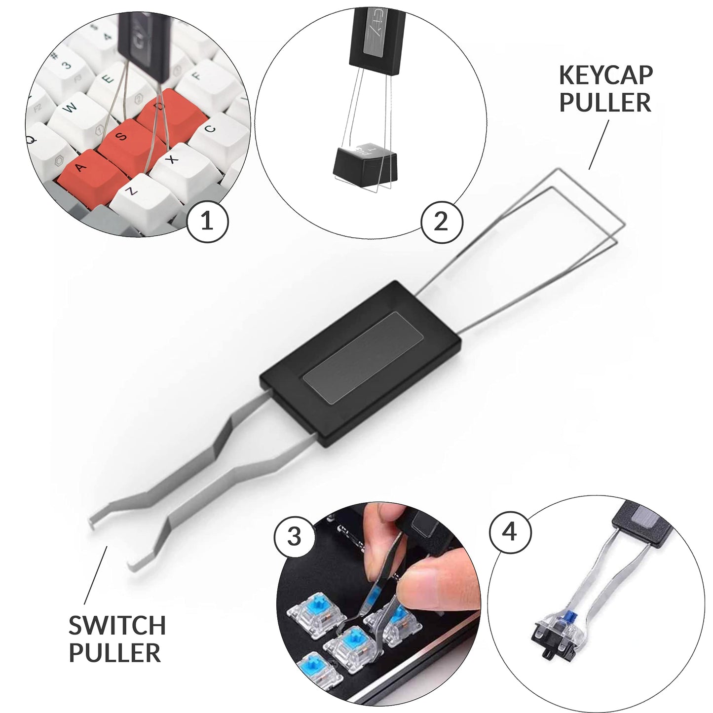 6in1 DIY Lube Kit for Mechanical Keyboards | Metal 2in1 Switch Opener, Switch Puller, Keycap Puller, O Rings, Tweezers, Keyboard Brush | Cherry MX, Kailh, Gateron, Durock, Zeal, Panda (2)