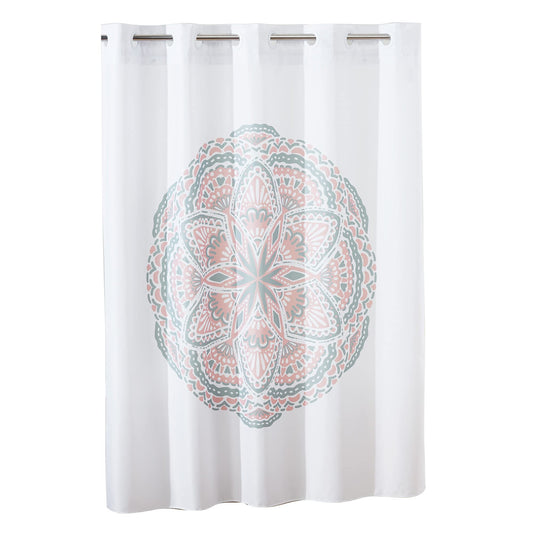 Henna Medallion Shower Curtain with Peva Liner, 71 in x 74 in, Blush