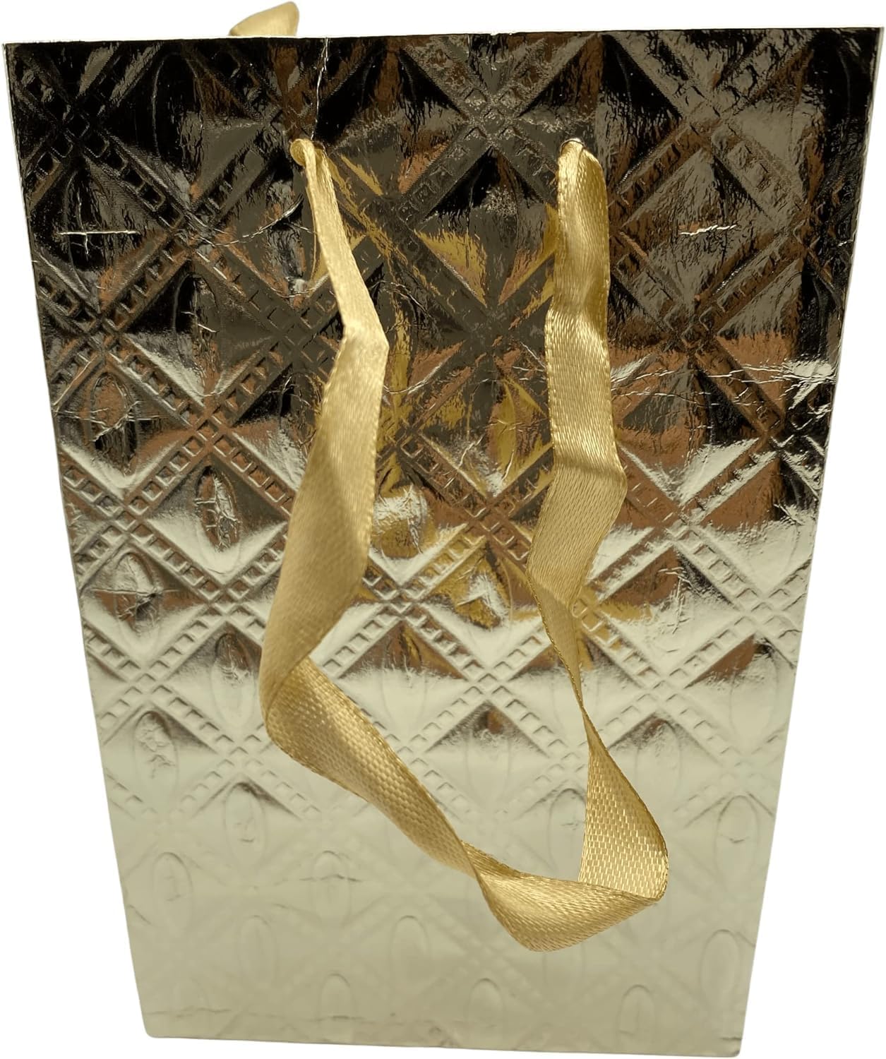 MODAIO-Gift Bags Small Size – Reusable Gift Bags With Handles From Three Different Stunning Colors - Perfect As Goodie Bags, Birthday Gift Bags, Party Favor Bags– 4"W x 3"D x 6"H Size-1/count (Gold)