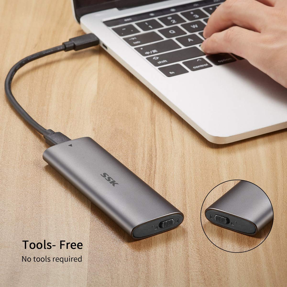 Aluminum USB C to M.2 NVMe SSD Tool-Free Enclosure Reader, USB 3.1/3.2 Gen 2(10Gbps) to NVMe PCI-E M-Key Solid State Drive External Adapter Support UASP Trim (Fits only NVMe SSDs 2242/2260/2280)