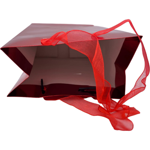 MODAIO-Gift Bags Small Size – Reusable Gift Bags With Handles From Three Different Stunning Colors - Perfect As Goodie Bags, Birthday Gift Bags, Party Favor Bags– 4"W x 3"D x 6"H Size-1/count (Red)