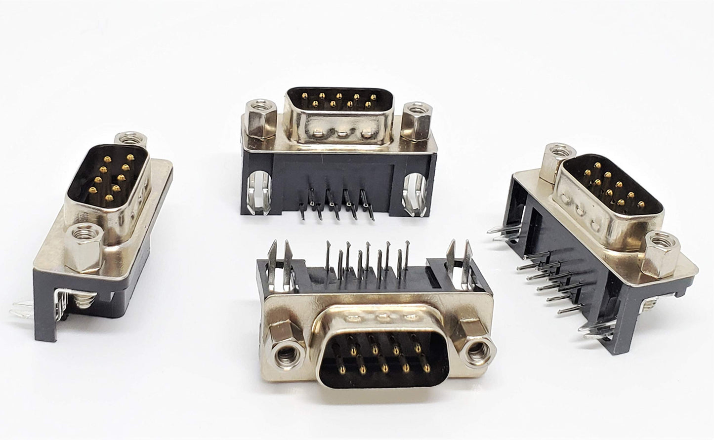 '- DB9 Male 9-Pin Right Angle PCB Mount Connector, 90 Degree D-Sub Solder Type, 5-Pack