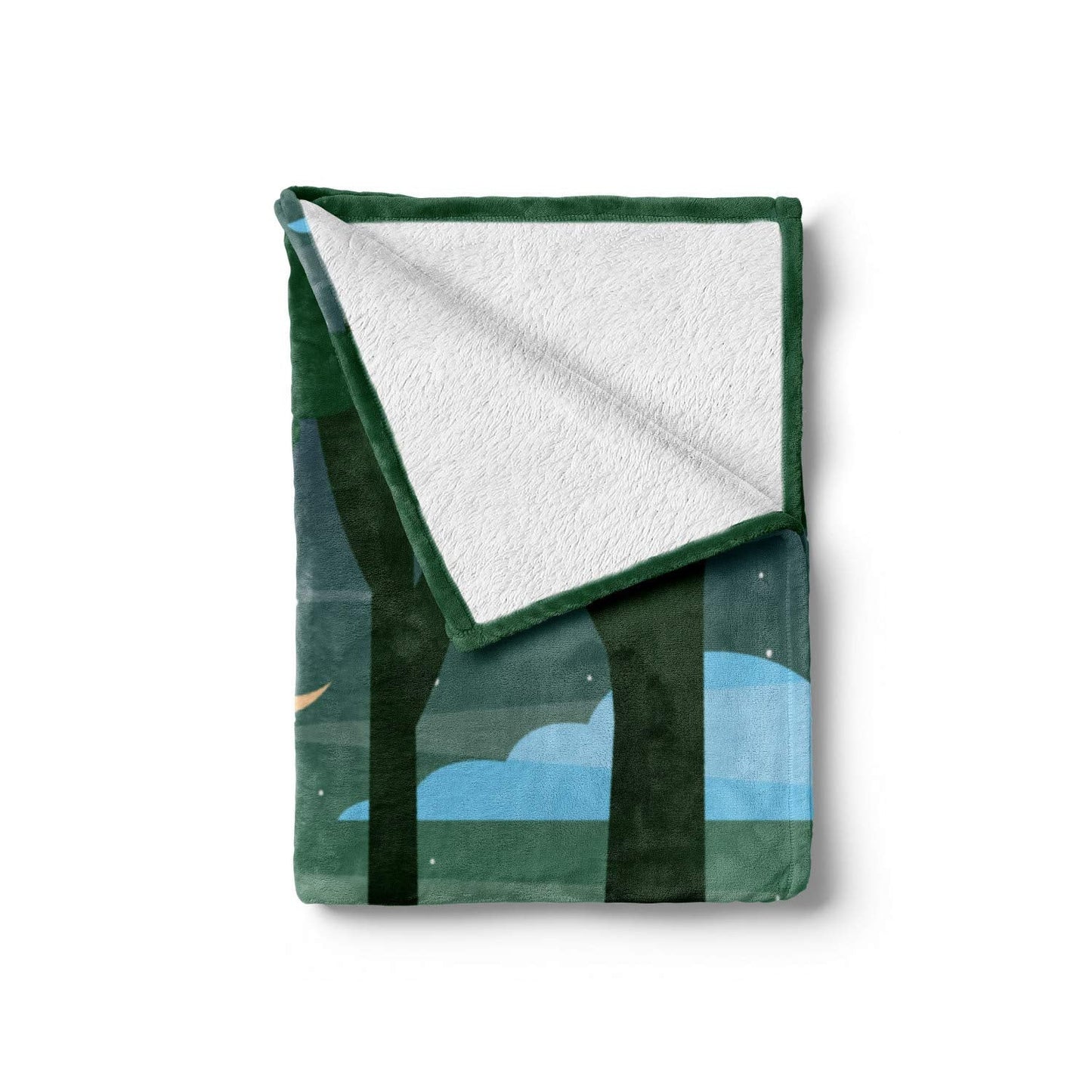 Garden Mist Throw Blanket, Dreamy Forest Trees at Night Sky with Crescent Moon Cloud and Stars, Flannel Fleece Accent Piece Soft Couch Cover for Adults, 50" x 70", Green Multicolor