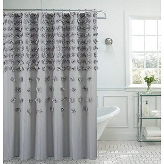 Farfalle Shower Curtain, Silver