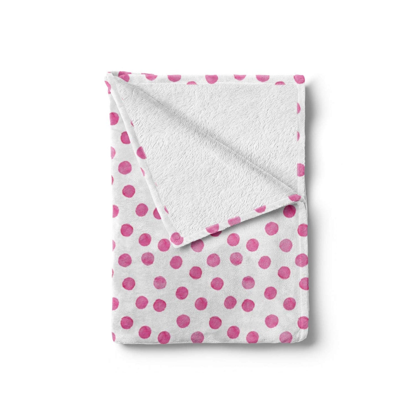 Polka Dot Throw Blanket, Sugar Pink Color Irregular Polka Dots Formed by Watercolor Paint Brush, Flannel Fleece Accent Piece Soft Couch Cover for Adults, 60" x 80", Pink White