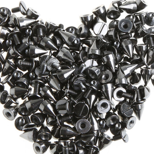 50 Sets of 9MM Black Gunmetal Bullet Cone Spike Studs