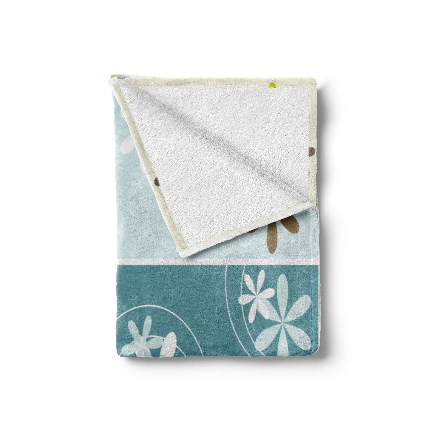 Floral Soft Flannel Fleece Throw Blanket, Abstract Spring Inspired Set with Blossoms and Rectangles Geometric Retro Style, Cozy Plush for Indoor and Outdoor Use, 50" x 60", Pale Blue