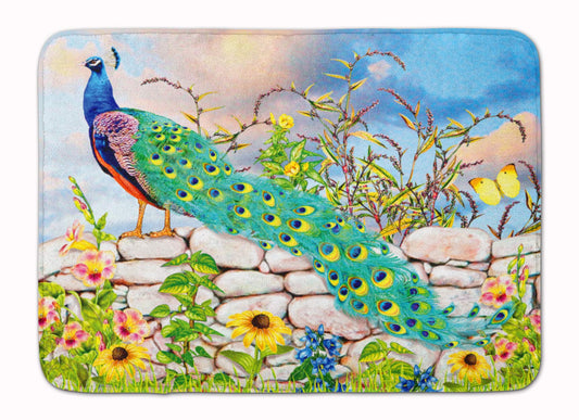 PRS4040RUG Proud Peacock Bath Mat Machine Washable Anti-Fatigue Memory Foam Kitchen Rug, 19 X 27, Multicolor