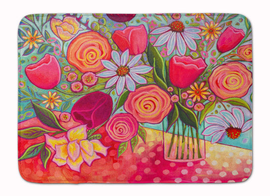 PPD3019RUG Polka Dots Flowers Bath Mat Machine Washable Anti-Fatigue Memory Foam Kitchen Rug, 19 X 27, Multicolor