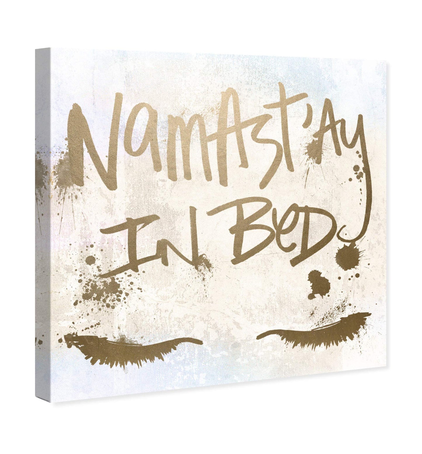 The Co. Typography and Quotes Wall Art Canvas Prints Namastay in Bed' Home Dcor, 24" x 24", Gold