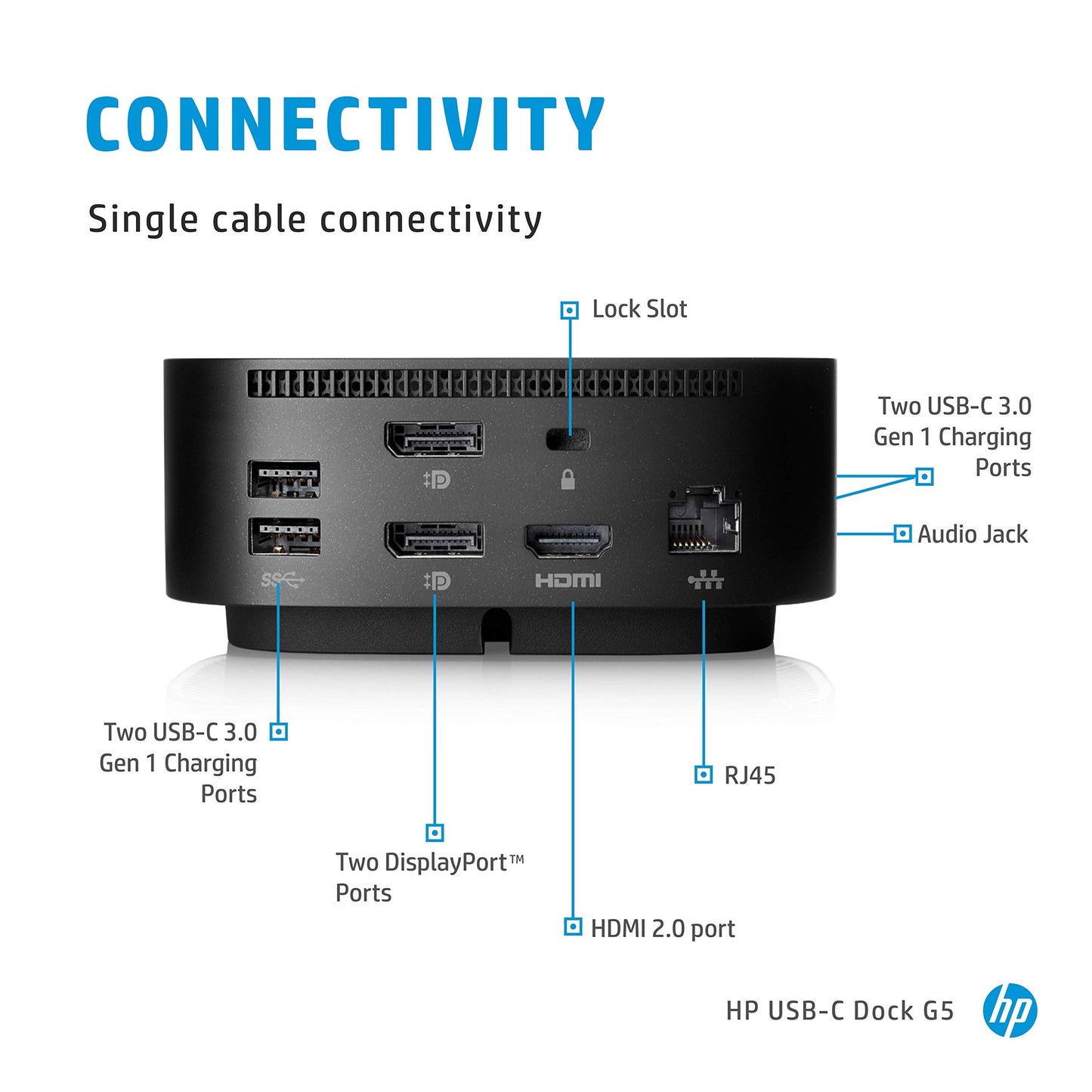 USB-C Dock G5 - 8 in 1 Adapter for Both USB-C and Thunderbolt-Enabled Laptops, PCs, & Notebooks - Single Cable for Charging, Networking, or Data Transfers - Great for Secure & Remote Management