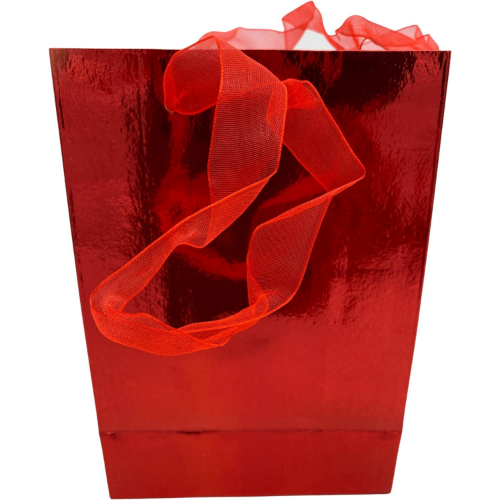 MODAIO-Gift Bags Small Size – Reusable Gift Bags With Handles From Three Different Stunning Colors - Perfect As Goodie Bags, Birthday Gift Bags, Party Favor Bags– 4"W x 3"D x 6"H Size-1/count (Red)