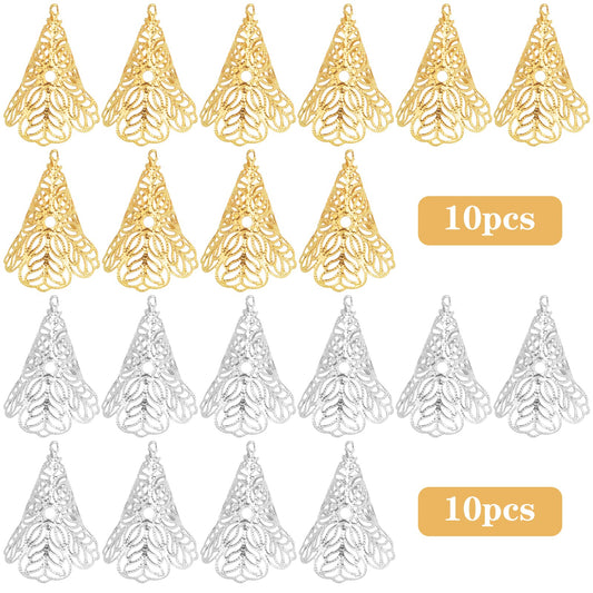 20 Pieces Long Flower Bead Caps for Jewelry Making