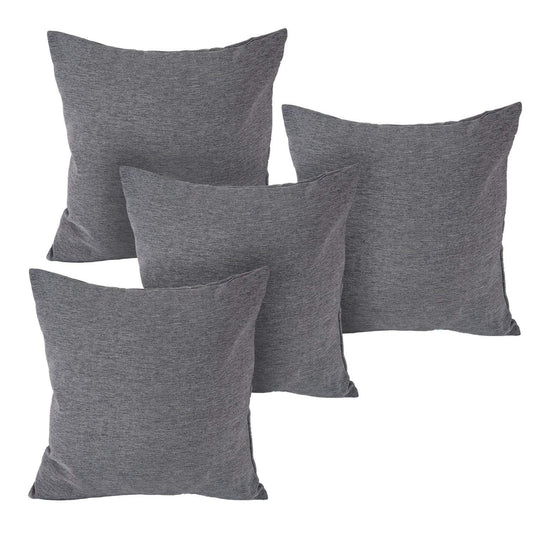 Woven Fine Pillowcase Faux Linen Throw Cushion Pillow Cover with Invisible Zipper for Sofa, 18x18 Inch, Grey