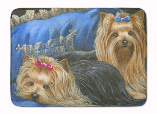 PPP3293RUG Yorkshire Terrier Yorkie and Lace Bath Mat Machine Washable Anti-Fatigue Memory Foam Kitchen Rug, 19 X 27, Multicolor
