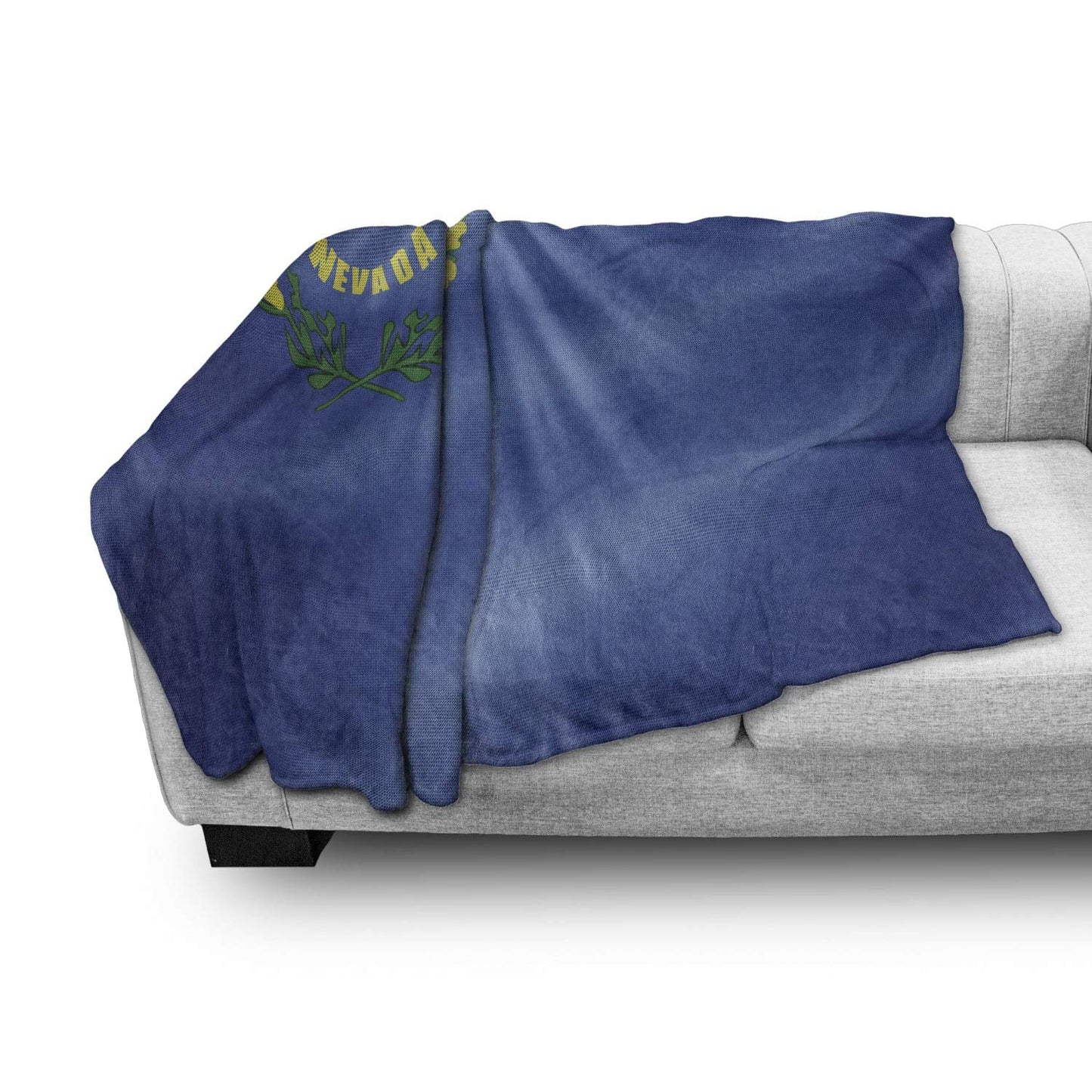 Throw Blanket, Nevada Flag Five-Pointed Star Crossed Sagebrushes a Theme Design, Flannel Fleece Accent Piece Soft Couch Cover for Adults, 50" x 60", Yellow Green