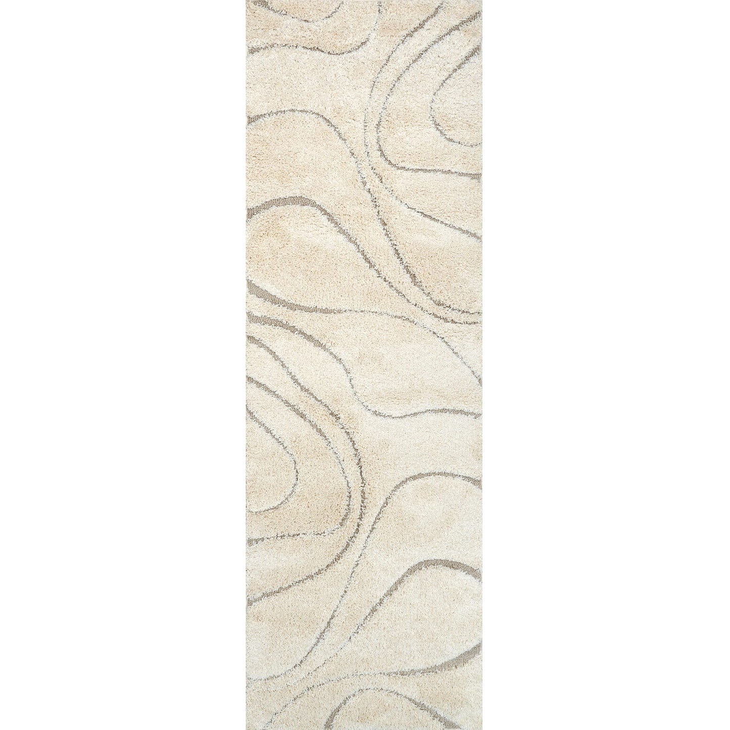 Carolyn Cozy Soft Plush Shag Runner Rug, 2 ft 6 in x 6 ft, Cream