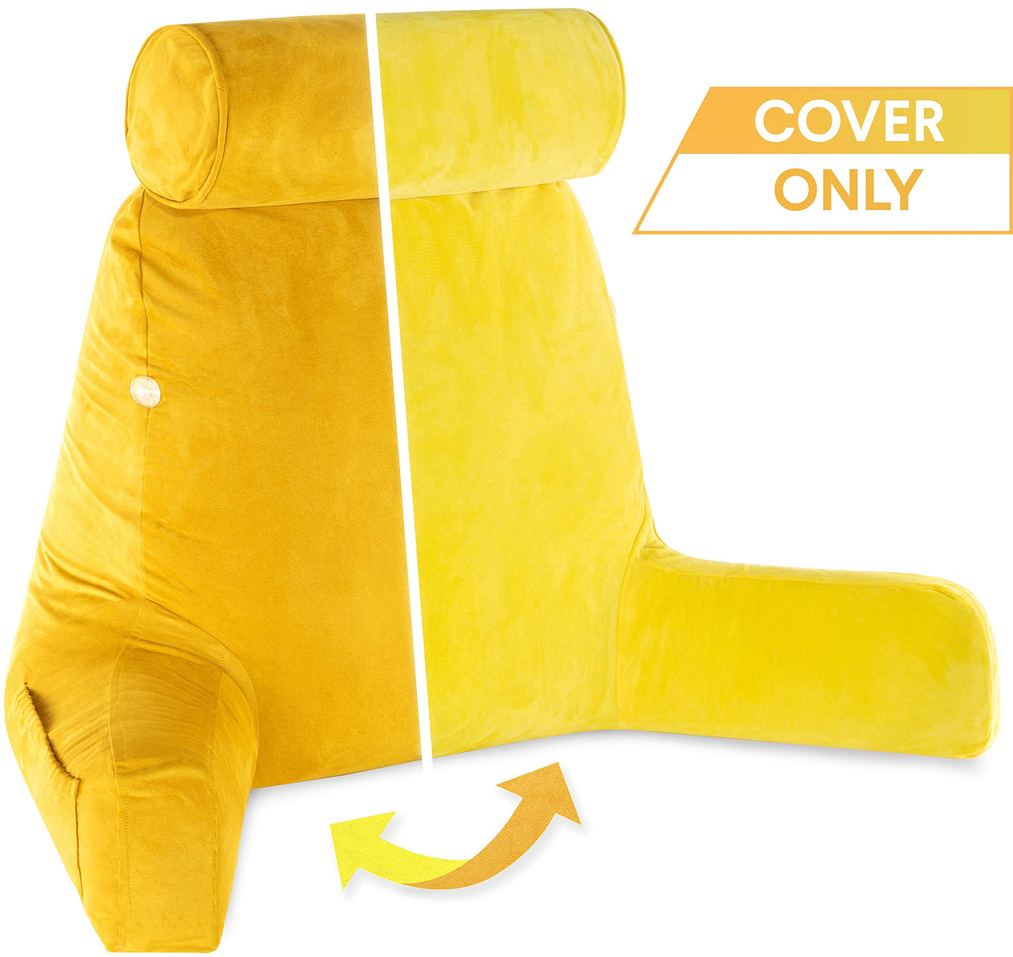 XXL Cover Aspen Edition Gold Rush, Reversible Microfiber to Microsuede, Side Back Pockets Handle for Transport Super Cozy Bed Rest Cover with Arms Easy Care