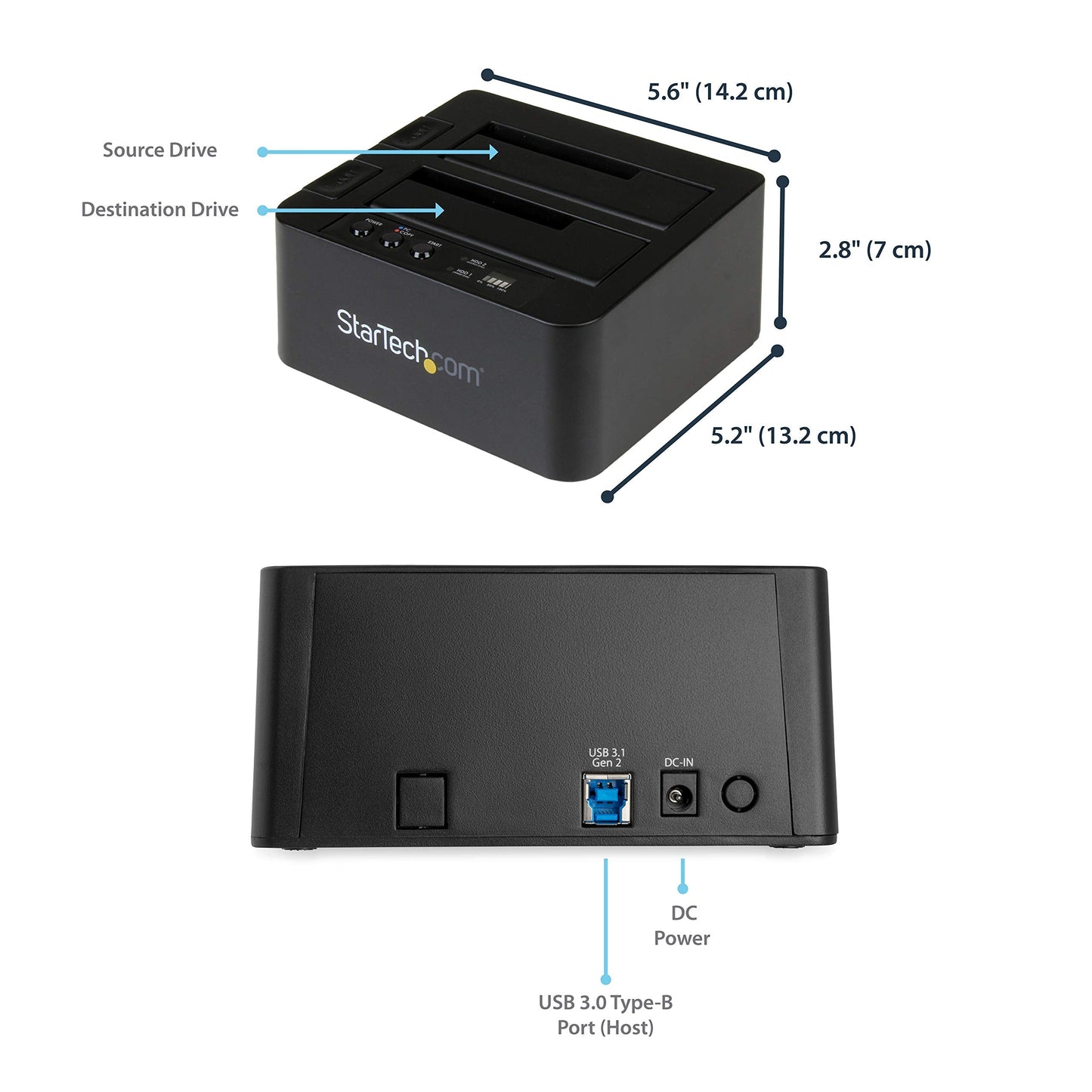 .com Standalone Hard Drive Duplicator, Dual Bay HDD/SSD Cloner/Copier, USB 3.1 (10Gbps) to SATA III HDD/SSD Docking Station, Hard Disk Duplicator Dock, Hard Drive Cloner (SDOCK2U313R)