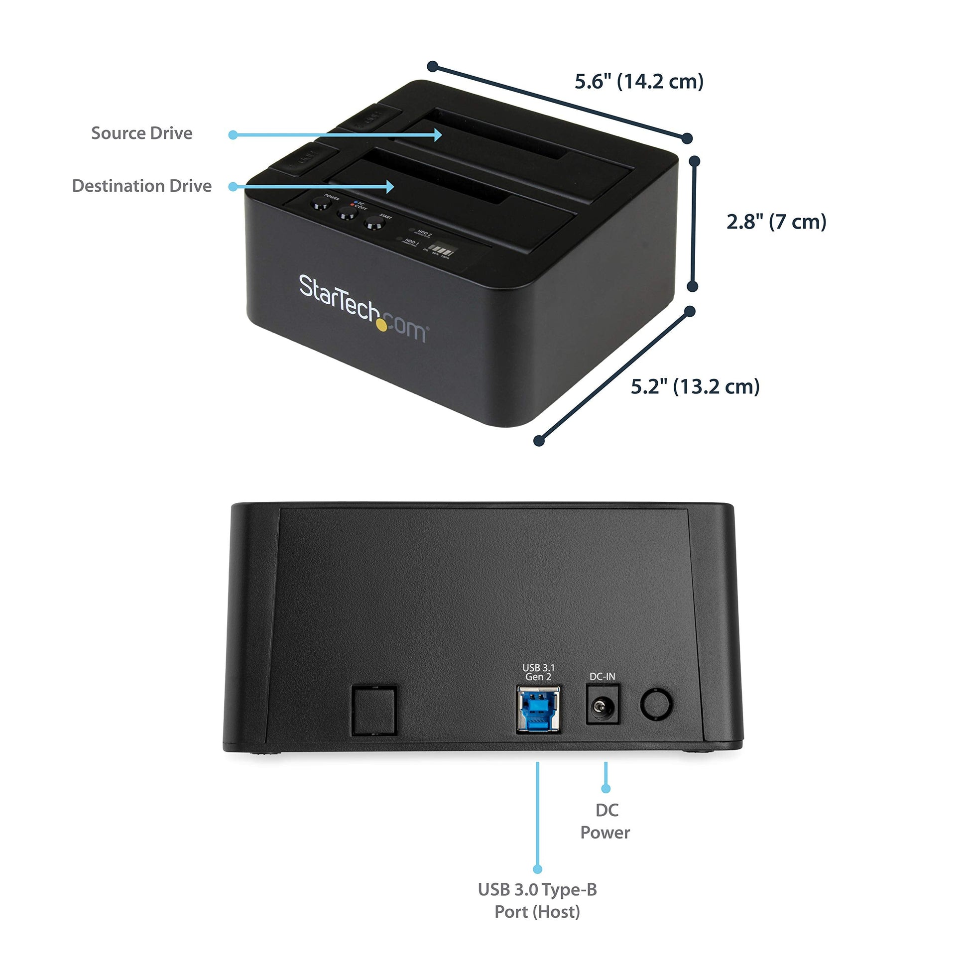 .com Standalone Hard Drive Duplicator, Dual Bay HDD/SSD Cloner/Copier, USB 3.1 (10Gbps) to SATA III HDD/SSD Docking Station, Hard Disk Duplicator Dock, Hard Drive Cloner (SDOCK2U313R)