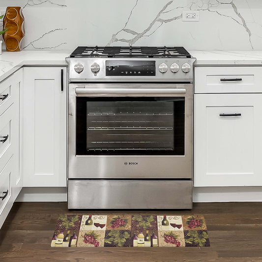Novelty Anti-Fatigue Kitchen Mat, Cooking  Standing Relief, Memory Foam  Skid-Resistant, 17.5 x 48, Wine Tile