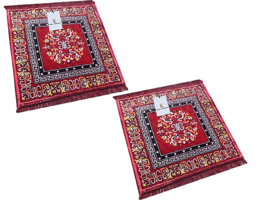 Industries Red Pooja Aasan, Mat Set of 2 Pcs 2 Ft X 2 Ft)