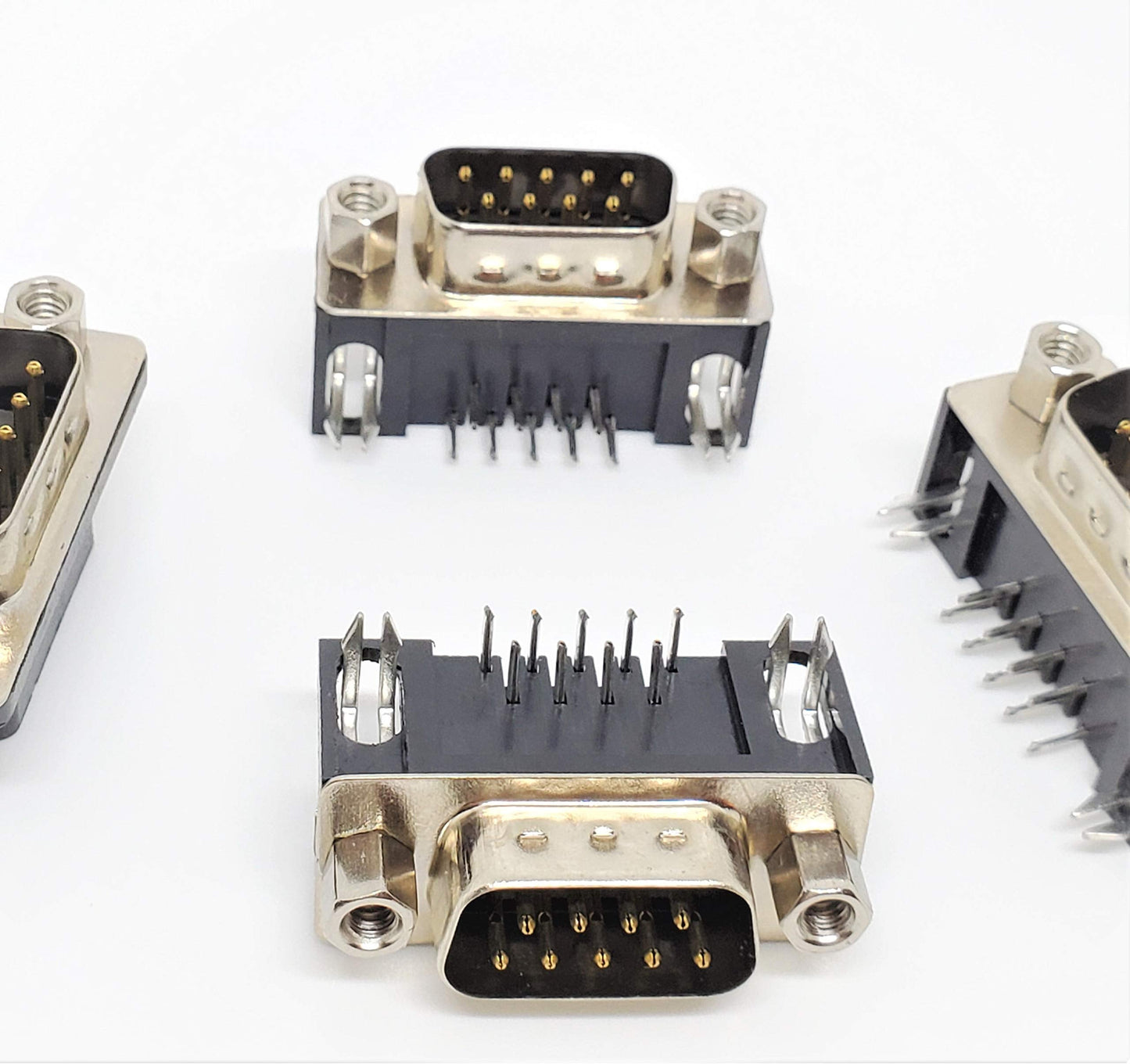 '- DB9 Male 9-Pin Right Angle PCB Mount Connector, 90 Degree D-Sub Solder Type, 5-Pack