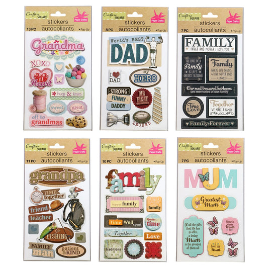 Crafter's Square Handmade Family Stickers (Pack of 36)