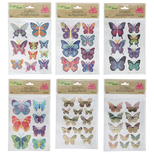 Crafter's Square Foil & Glitter Butterfly Pop-up Stickers (Pack of 36)