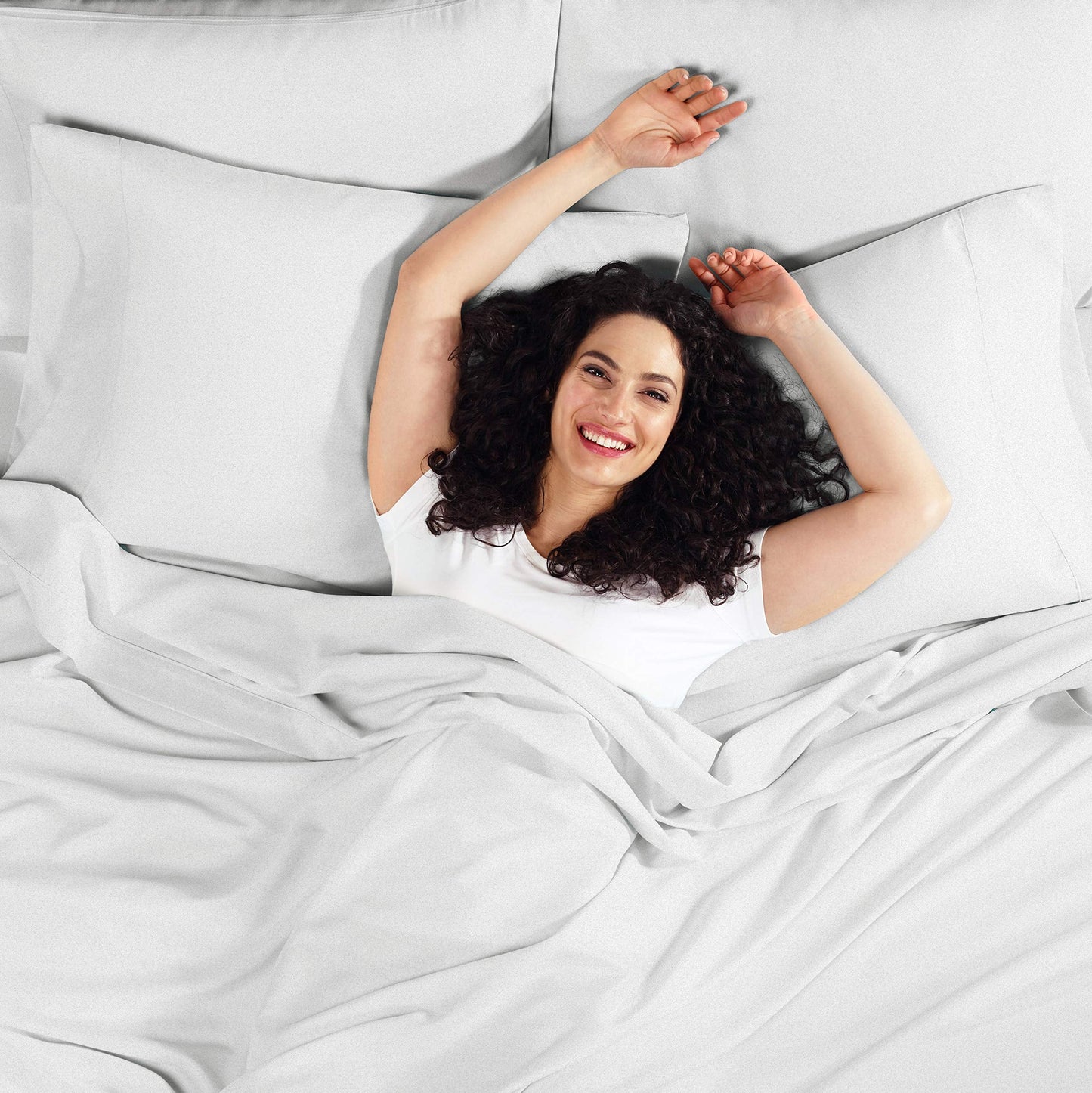 Empyrean King Size Sheets 4 PC Super Soft King Sheets Double Brushed Microfiber Sheets for King Size Bed Hotel Silver Light Gray King Bed Sheets Set, with 4 Corner Elastic Straps