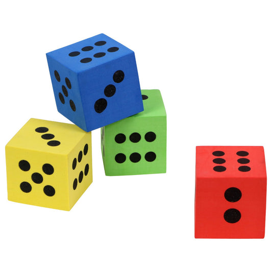 Colored Foam Dice, 1.875x1.875x1.875 in. (Pack of 24)