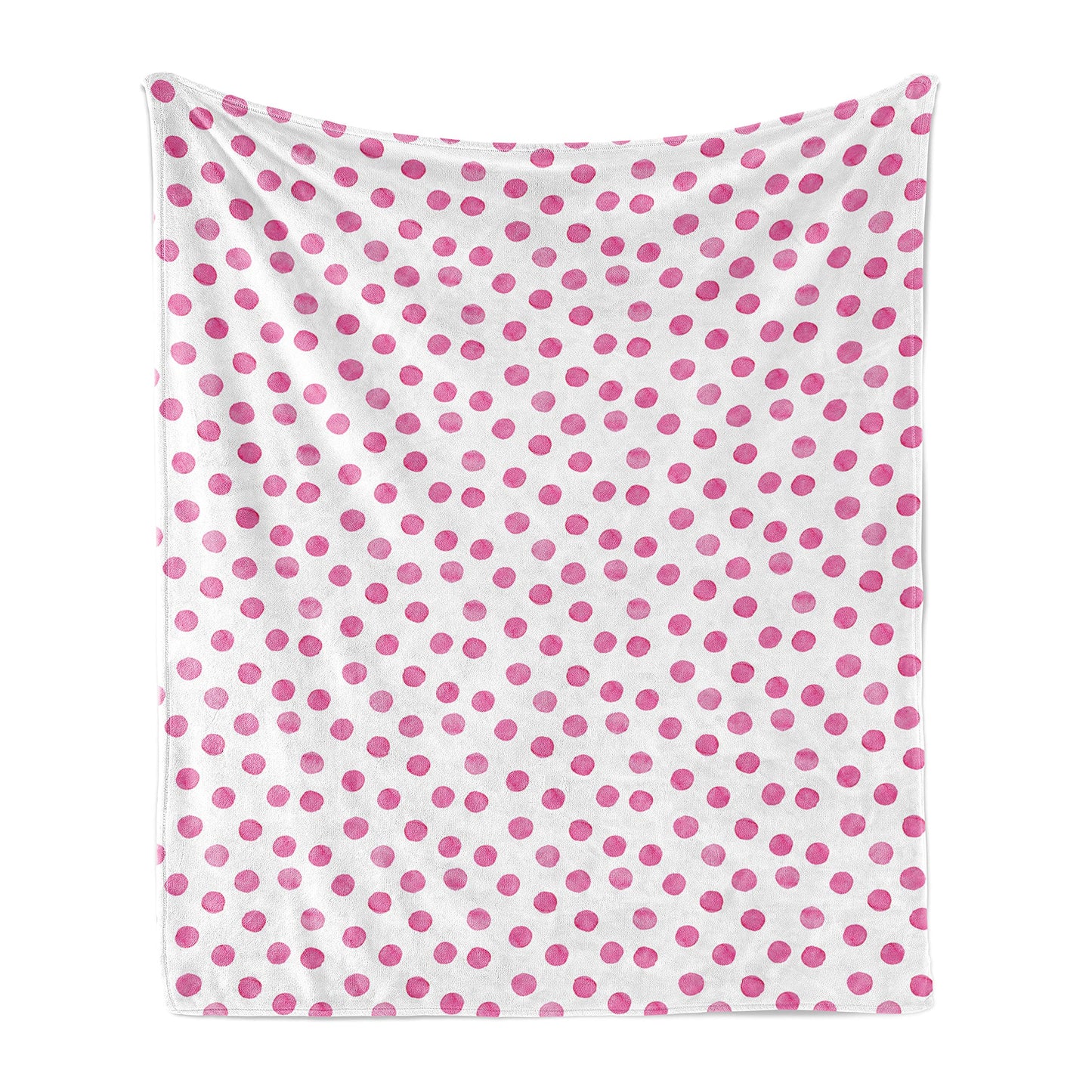 Polka Dot Throw Blanket, Sugar Pink Color Irregular Polka Dots Formed by Watercolor Paint Brush, Flannel Fleece Accent Piece Soft Couch Cover for Adults, 60" x 80", Pink White