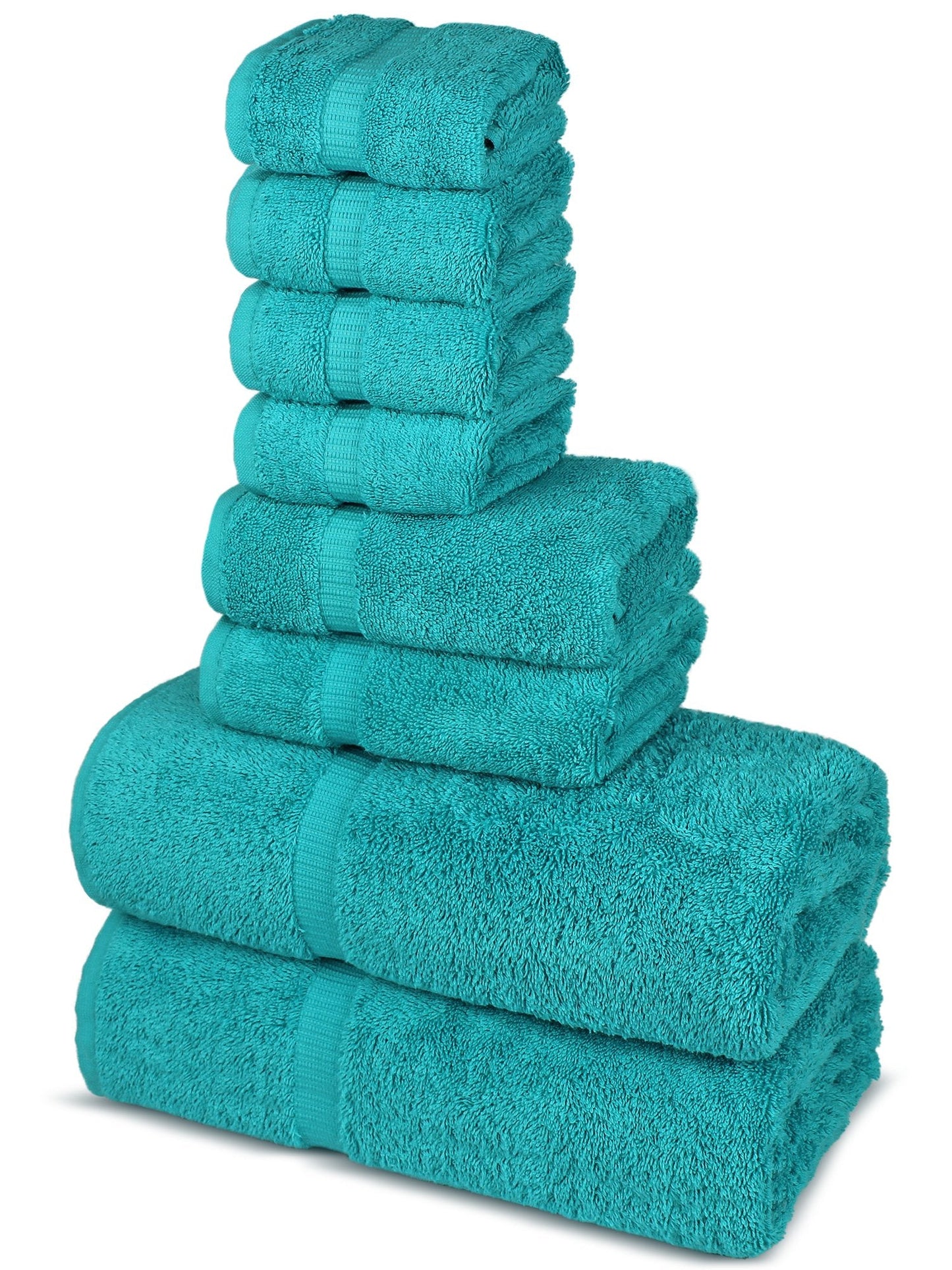 Hotel Spa Quality 100% Cotton Premium Towels Soft Absorbent 8-Piece Towel Sets, Aqua)