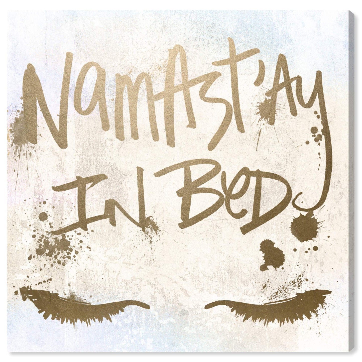 The Co. Typography and Quotes Wall Art Canvas Prints Namastay in Bed' Home Dcor, 24" x 24", Gold