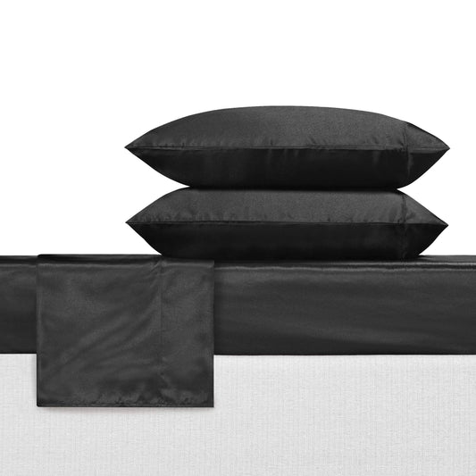 Queen Sheets, Luxurious Bedding Set, Smooth  Silky Home Decor Black, Queen)