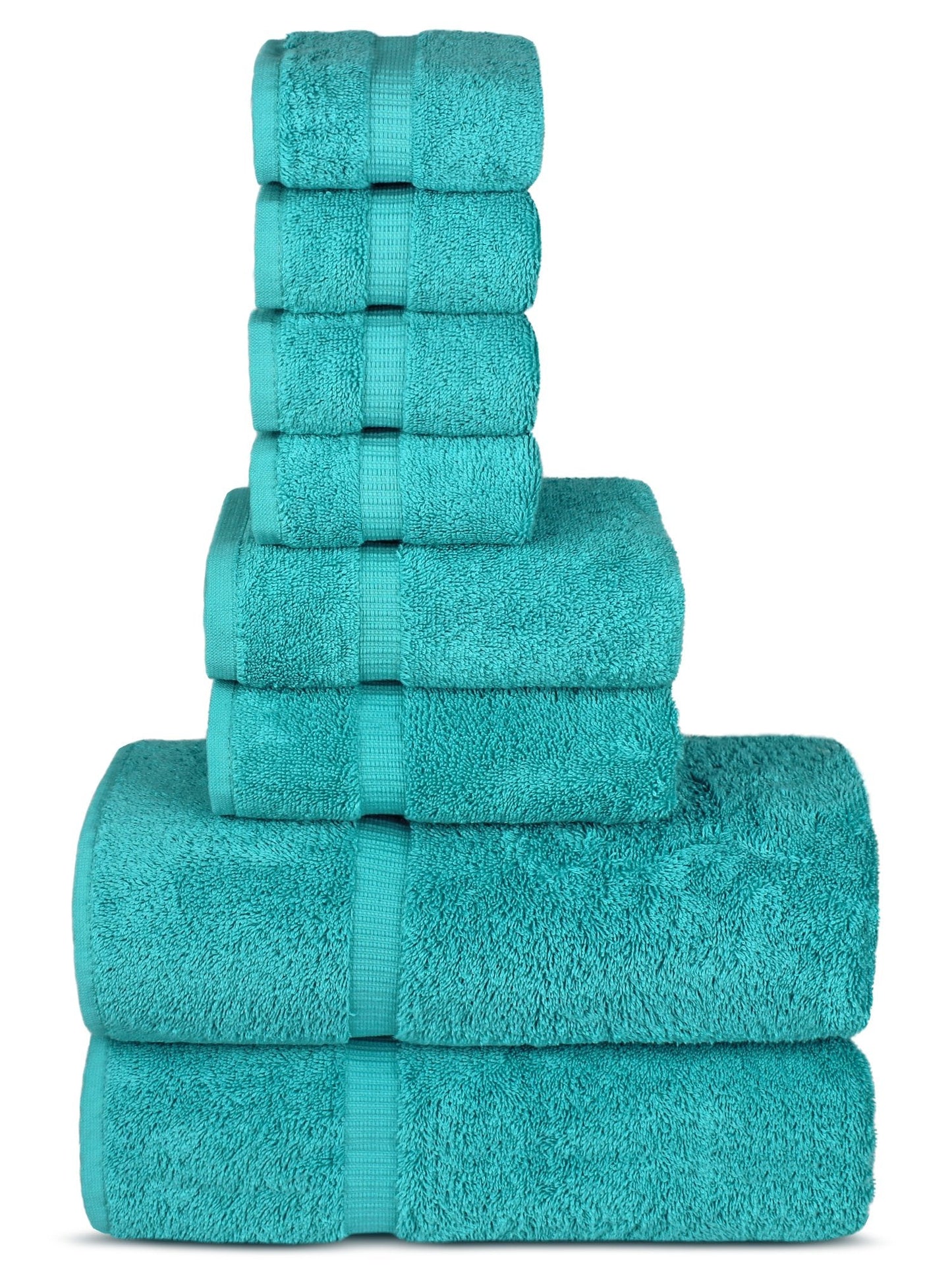 Hotel Spa Quality 100% Cotton Premium Towels Soft Absorbent 8-Piece Towel Sets, Aqua)