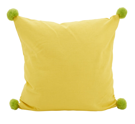 Jeunesse Cotton Pom Poly Filled Throw Pillow, 18", Yellow