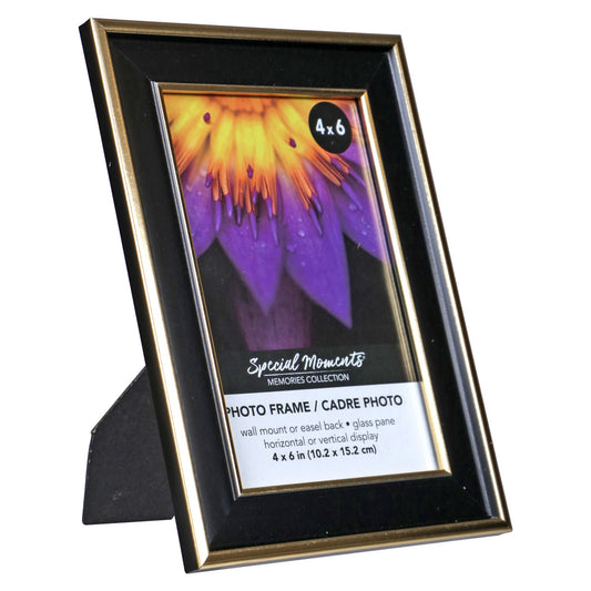 Black Picture Frames with Double Gold Trim, 4x6 in. (Pack of 12)