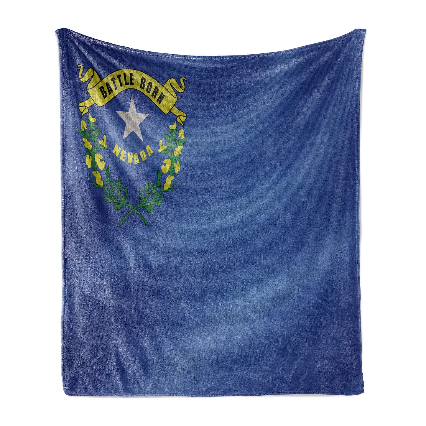 Throw Blanket, Nevada Flag Five-Pointed Star Crossed Sagebrushes a Theme Design, Flannel Fleece Accent Piece Soft Couch Cover for Adults, 50" x 60", Yellow Green